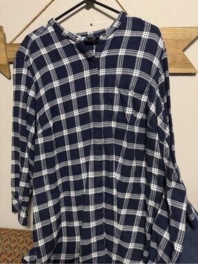 Lands' End Navy and White Plaid Popover Tunic